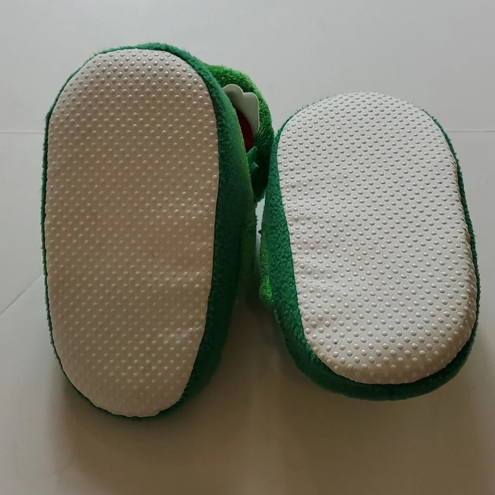 Kids green dragon slip on slippers
